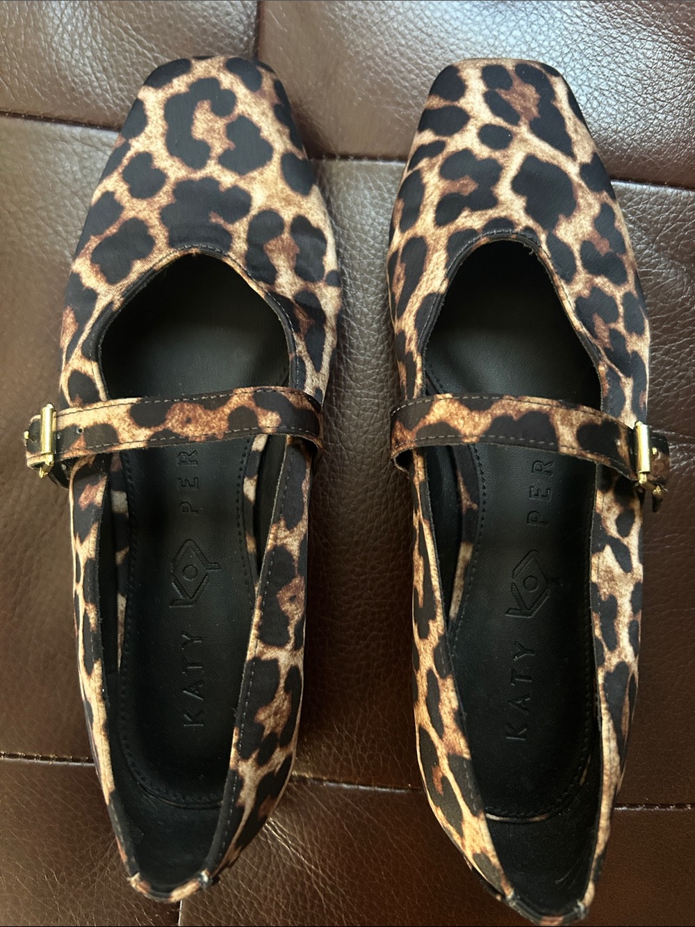 Katy Perry Collections Leopard Mary Jane Flats - Black & Brown